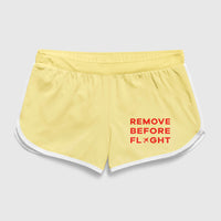 Thumbnail for Remove Before Flight Designed Women Beach Style Shorts