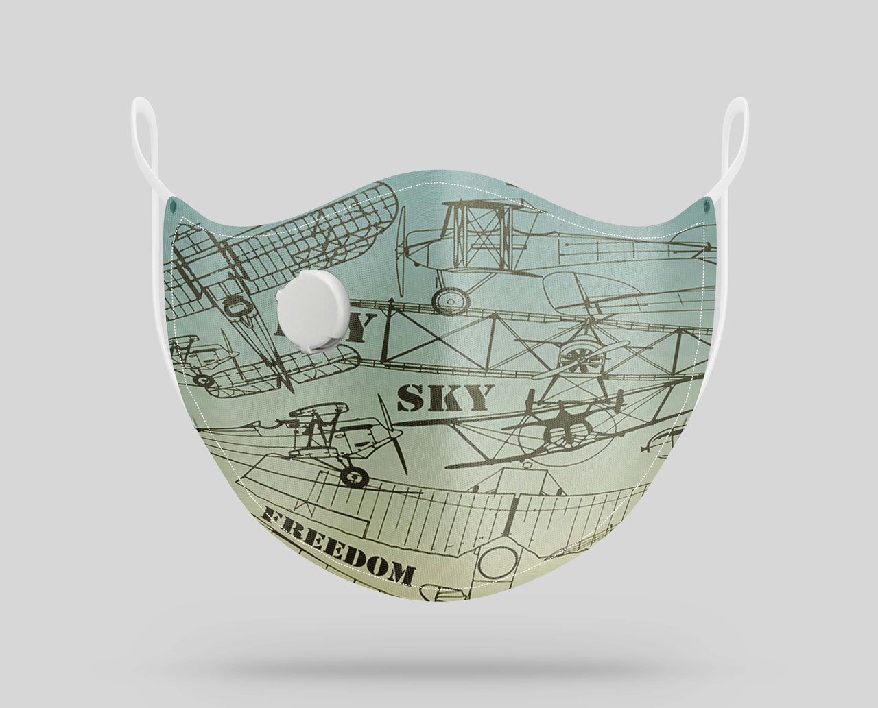 Retro Airplanes & Text Designed Face Masks