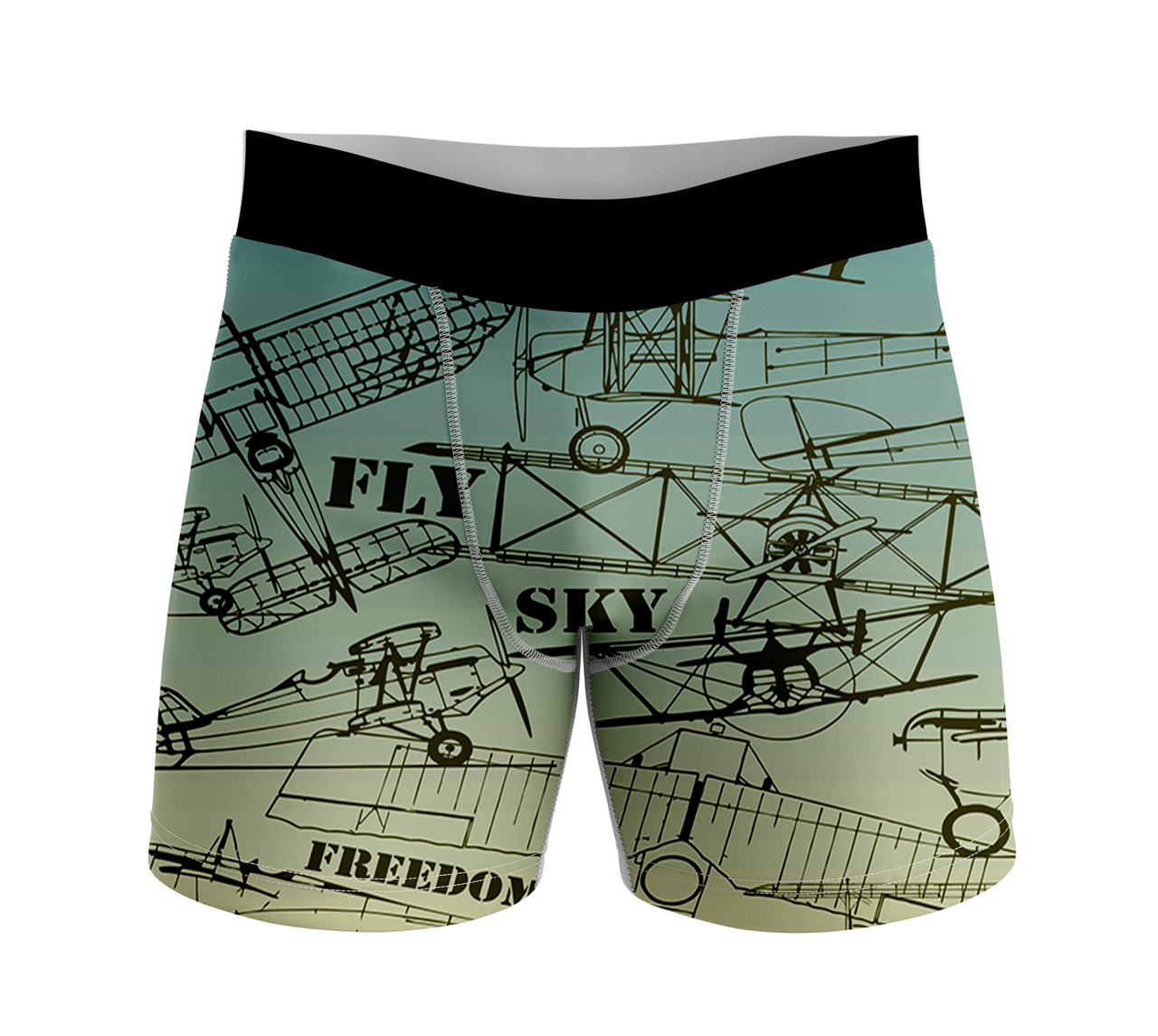 Retro Airplanes & Text Designed Men Boxers
