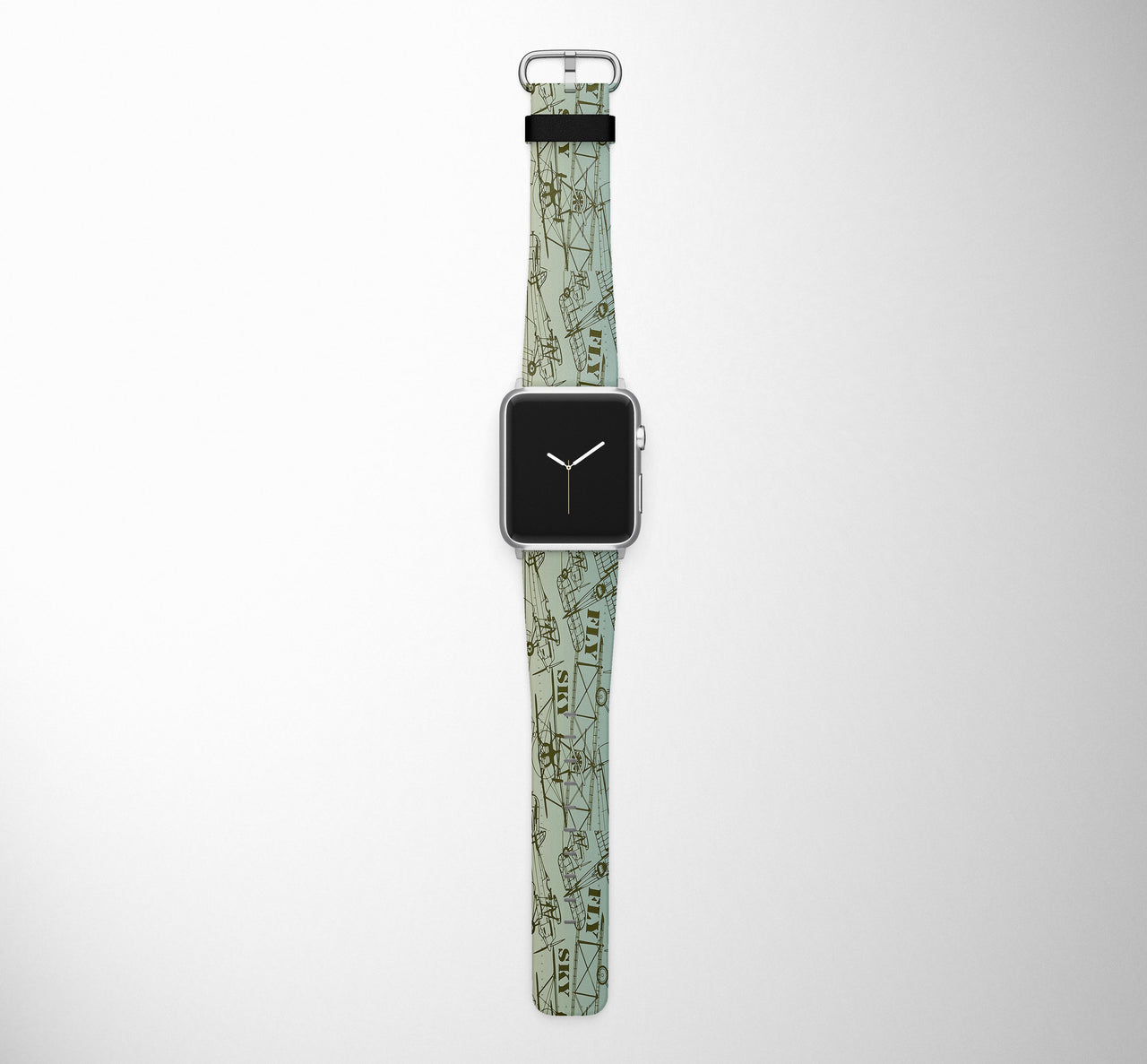 Retro Airplanes & Text Designed Leather Apple Watch Straps