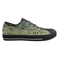 Thumbnail for Retro Airplanes & Text Designed Canvas Shoes (Women)