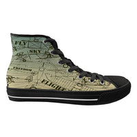 Thumbnail for Retro Airplanes & Text Designed Long Canvas Shoes (Women)