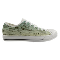 Thumbnail for Retro Airplanes & Text Designed Canvas Shoes (Women)