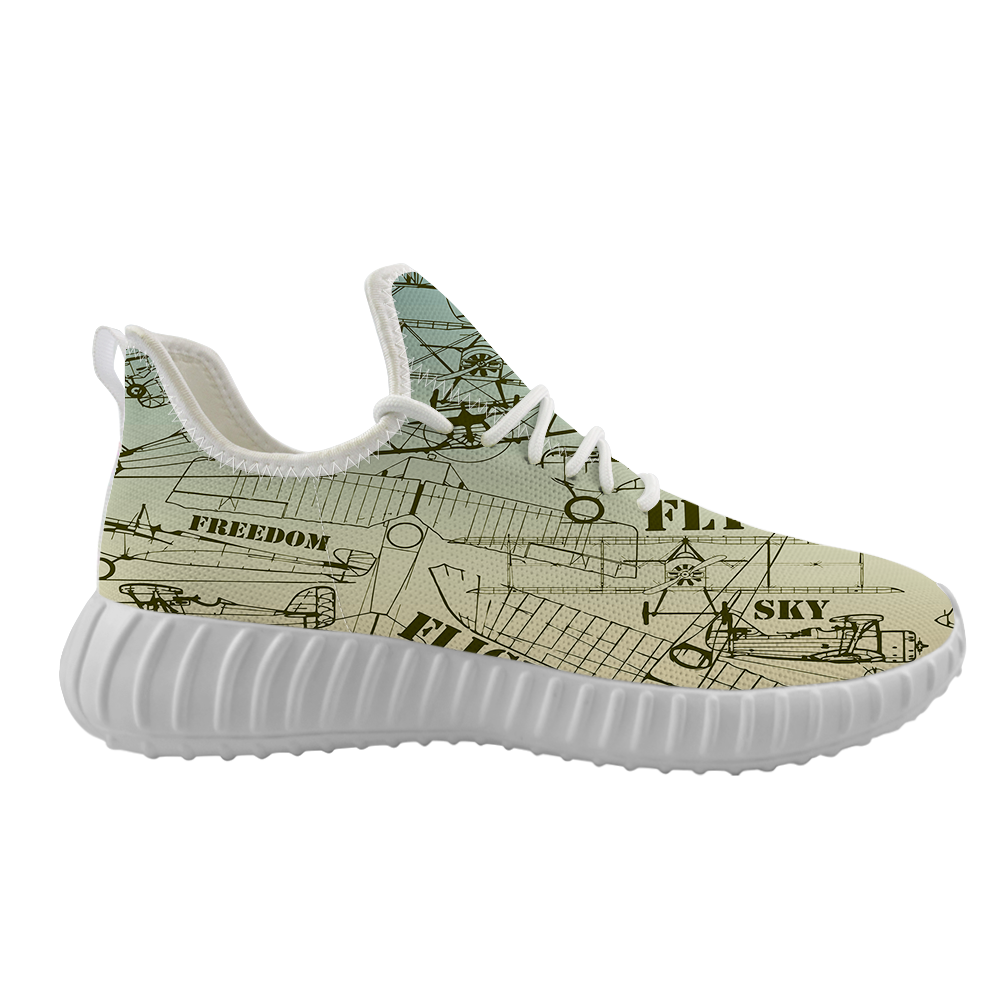 Retro Airplanes & Text Designed Sport Sneakers & Shoes (WOMEN)
