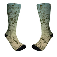 Thumbnail for Retro Airplanes & Text Designed Socks