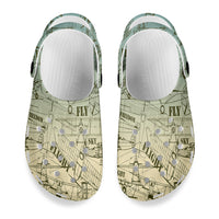 Thumbnail for Retro Airplanes & Text Designed Hole Shoes & Slippers (MEN)