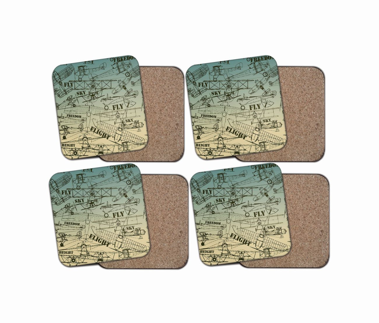 Retro Airplanes & Text Designed Coasters