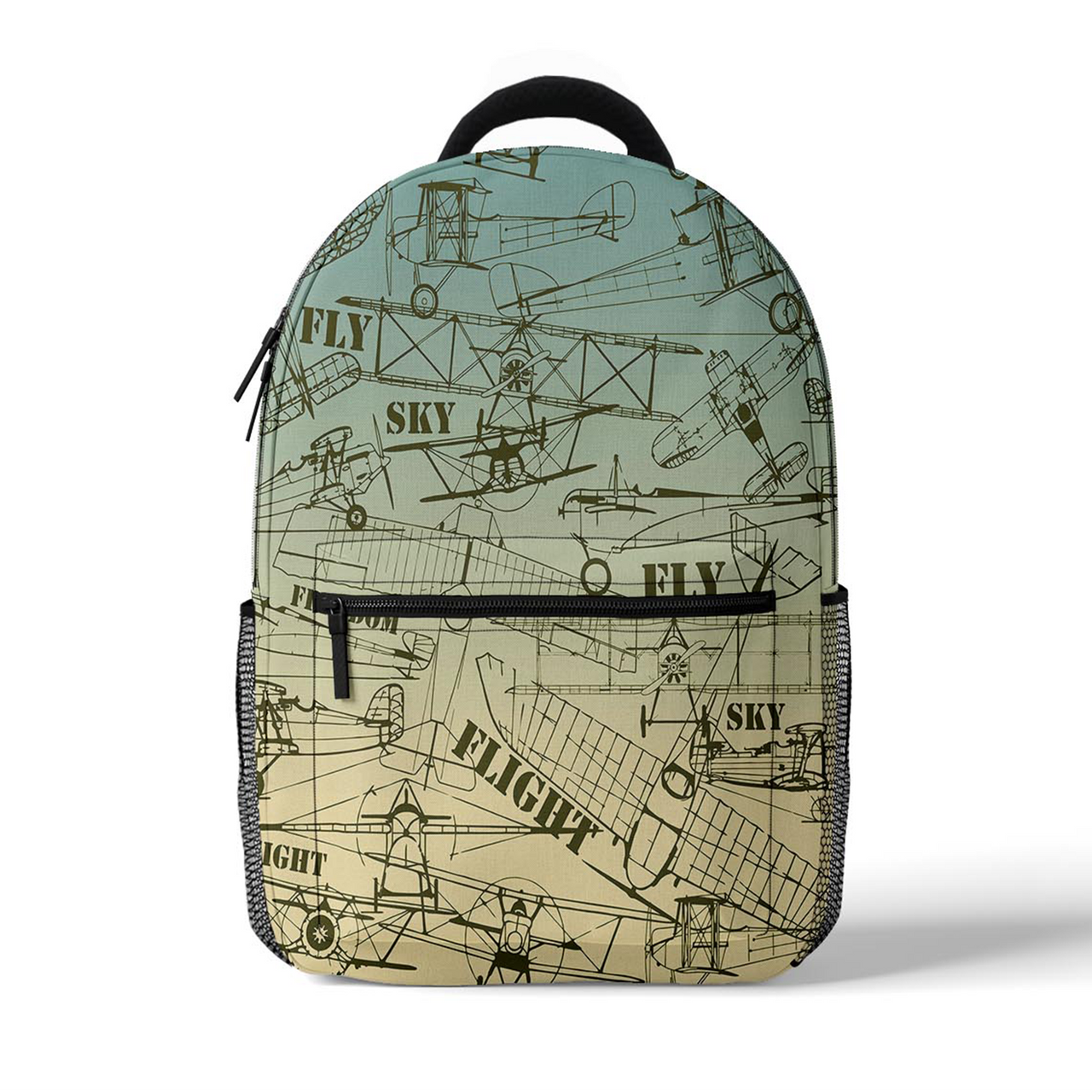 Retro Airplanes & Text Designed 3D Backpacks