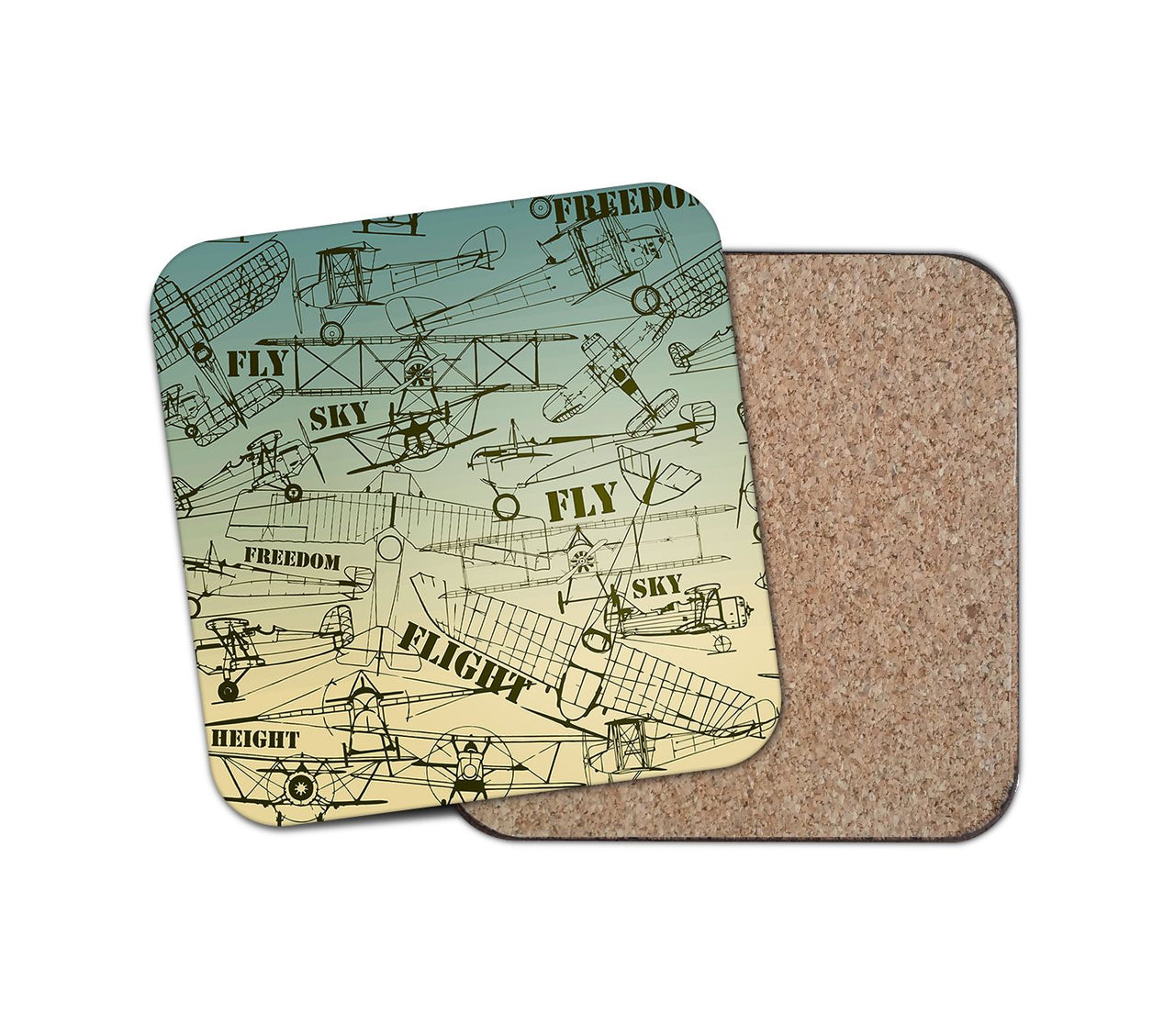 Retro Airplanes & Text Designed Coasters