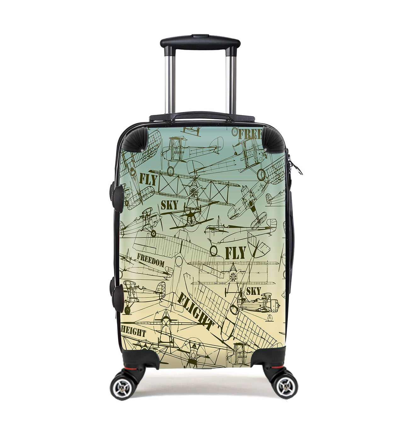 Retro Airplanes & Text Designed Cabin Size Luggages