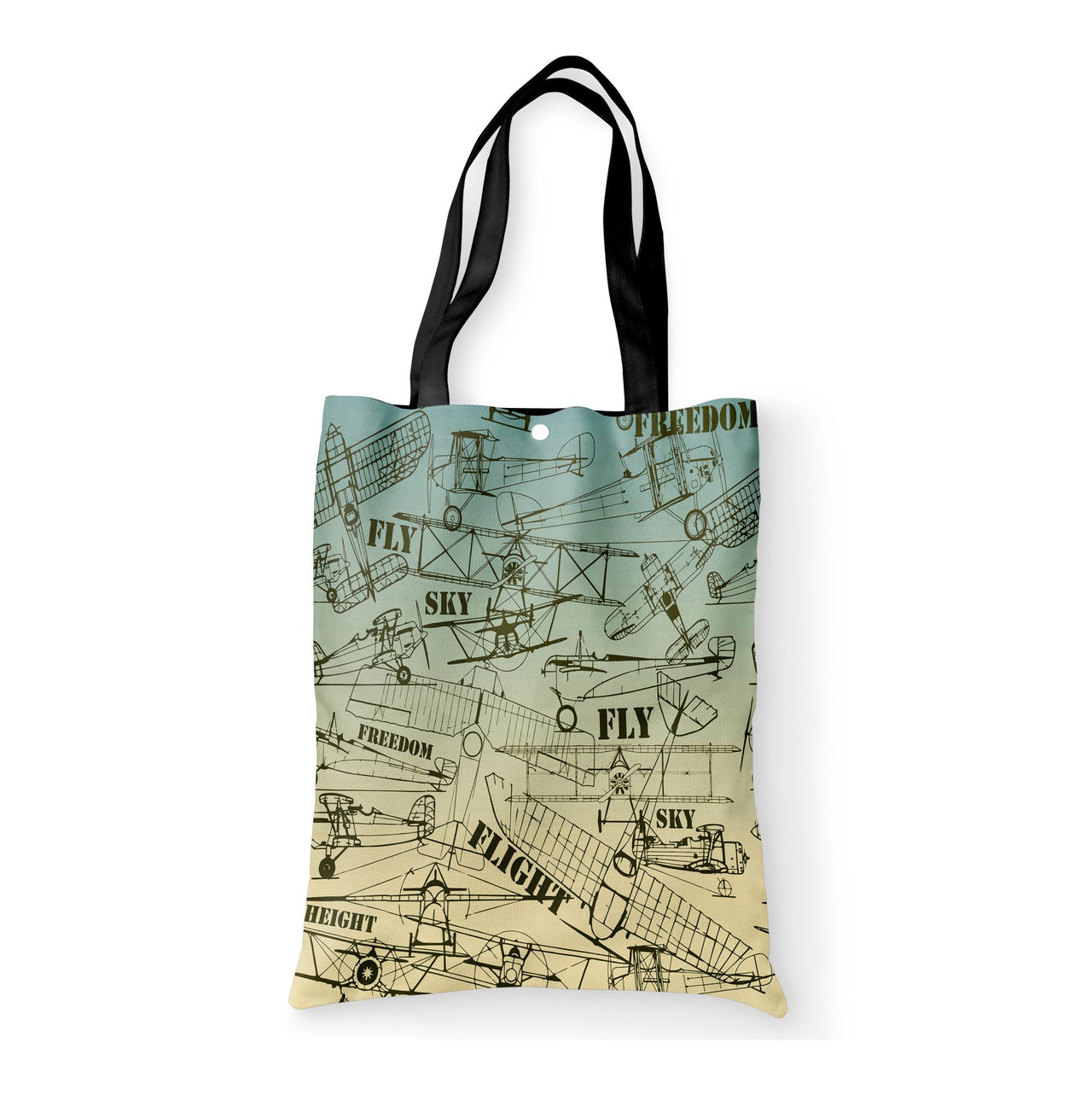 Retro Airplanes & Text Designed Tote Bags
