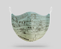 Thumbnail for Retro Airplanes & Text Designed Face Masks