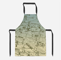Thumbnail for Retro Airplanes & Text Designed Kitchen Aprons