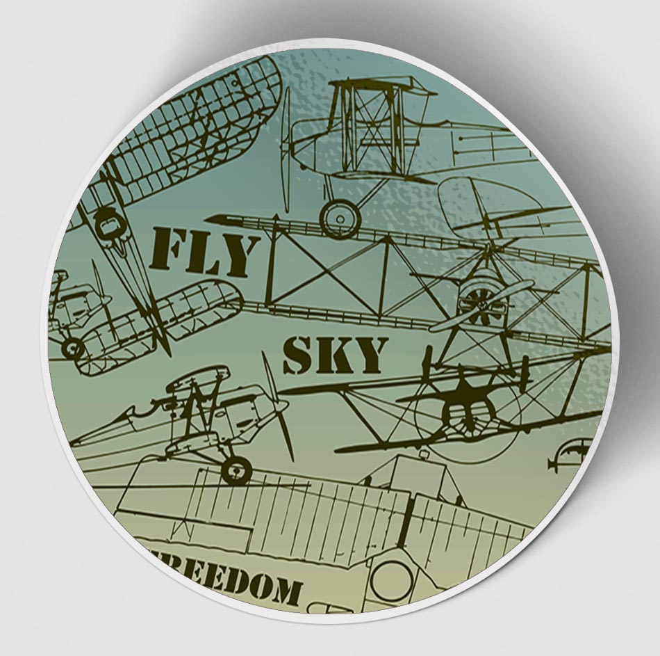 Retro Airplanes & Text Designed Stickers