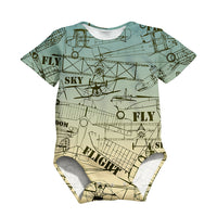 Thumbnail for Retro Airplanes & Text Designed 3D Baby Bodysuits