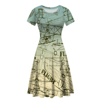Thumbnail for Retro Airplanes & Text Designed Women Midi Dress