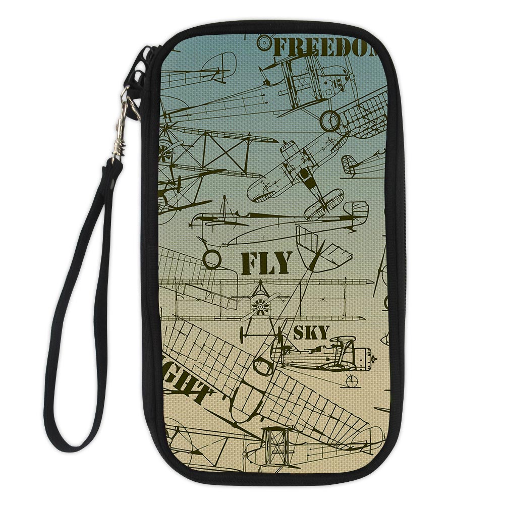 Retro Airplanes & Text Designed Travel Cases & Wallets