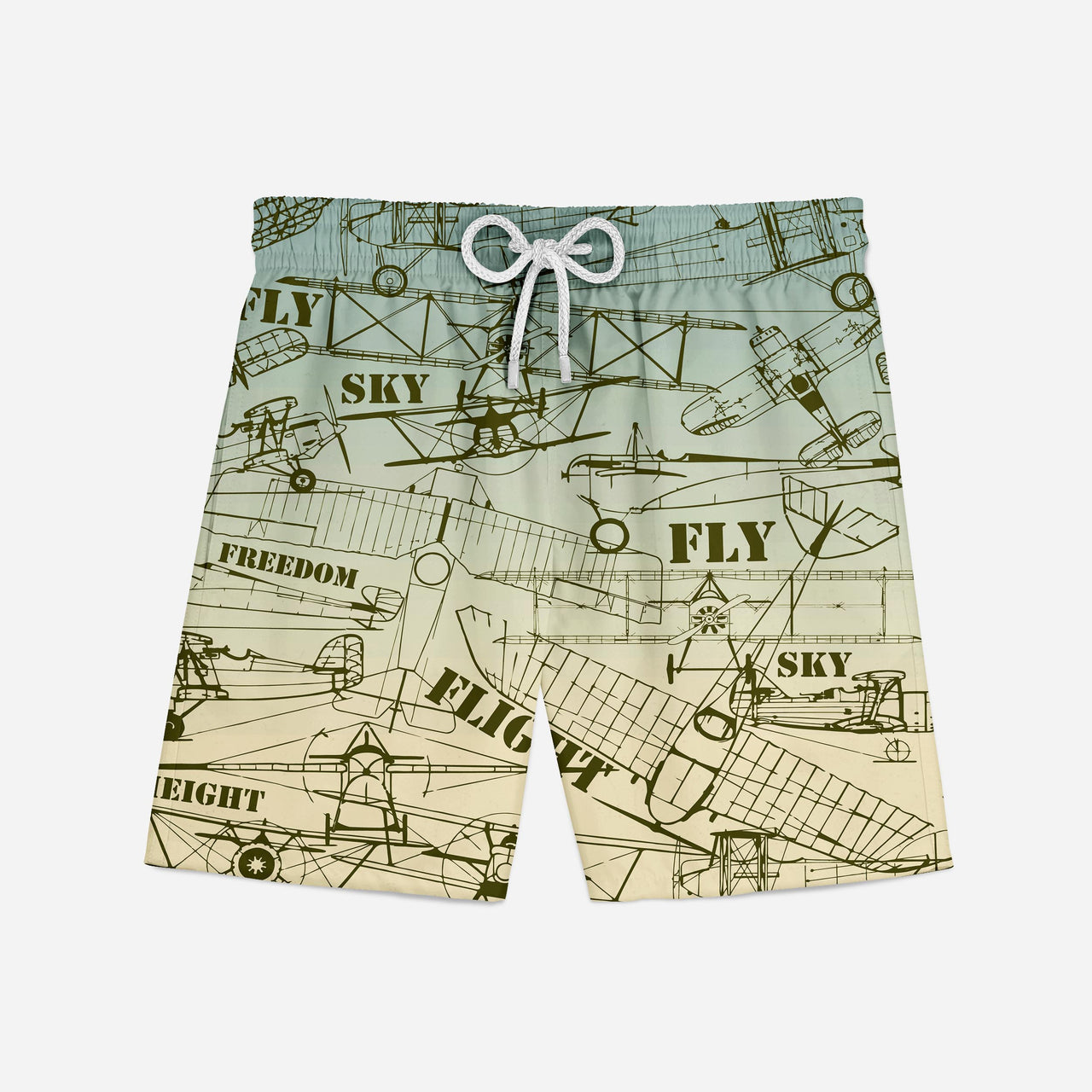 Retro Airplanes & Text Designed Swim Trunks & Shorts