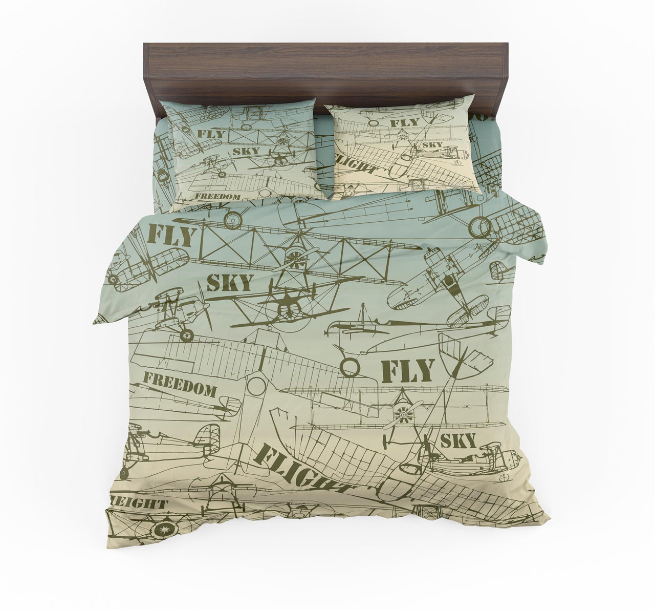 Retro Airplanes & Text Designed Bedding Sets
