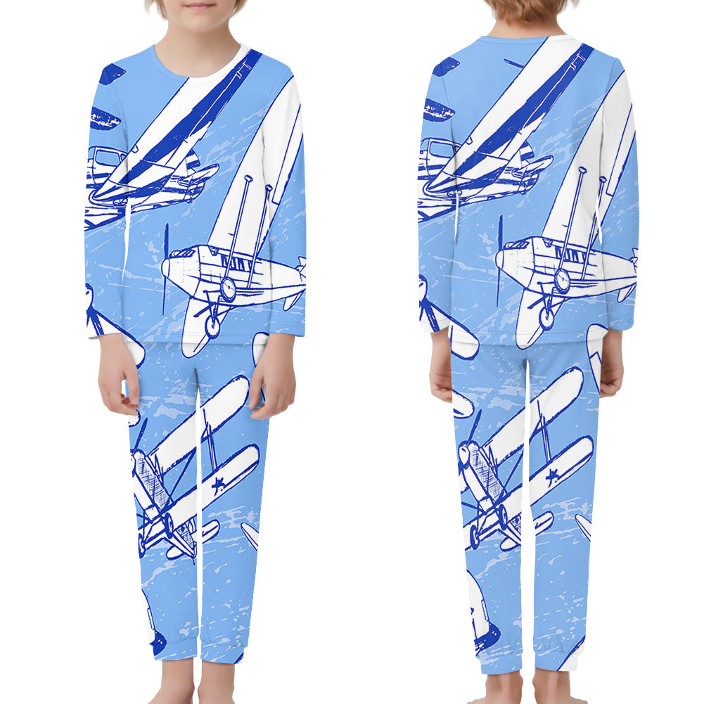 Retro & Vintage Airplanes Designed "Children" Pijamas