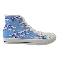 Thumbnail for Retro & Vintage Airplanes Designed Long Canvas Shoes (Women)
