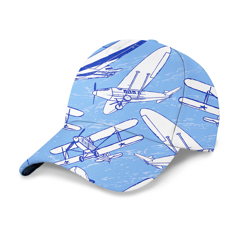 Retro & Vintage Airplanes Designed 3D Peaked Cap