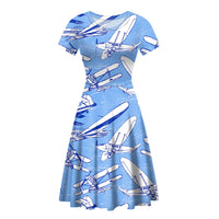 Thumbnail for Retro & Vintage Airplanes Designed Women Midi Dress