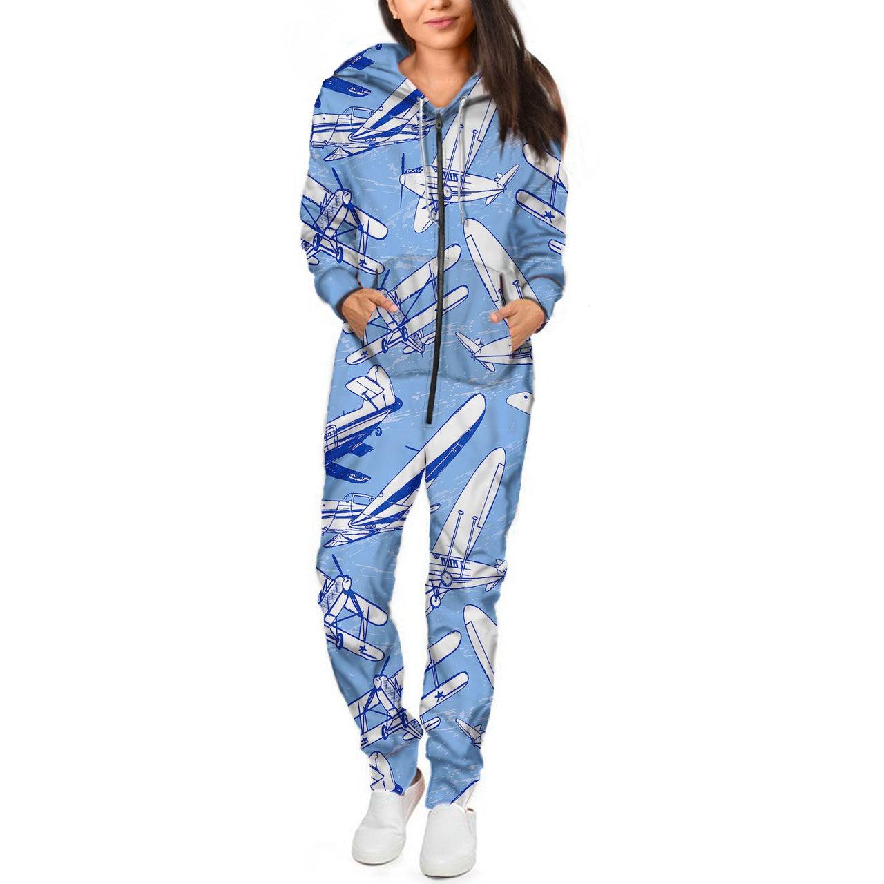 Retro & Vintage Airplanes Designed Jumpsuit for Men & Women