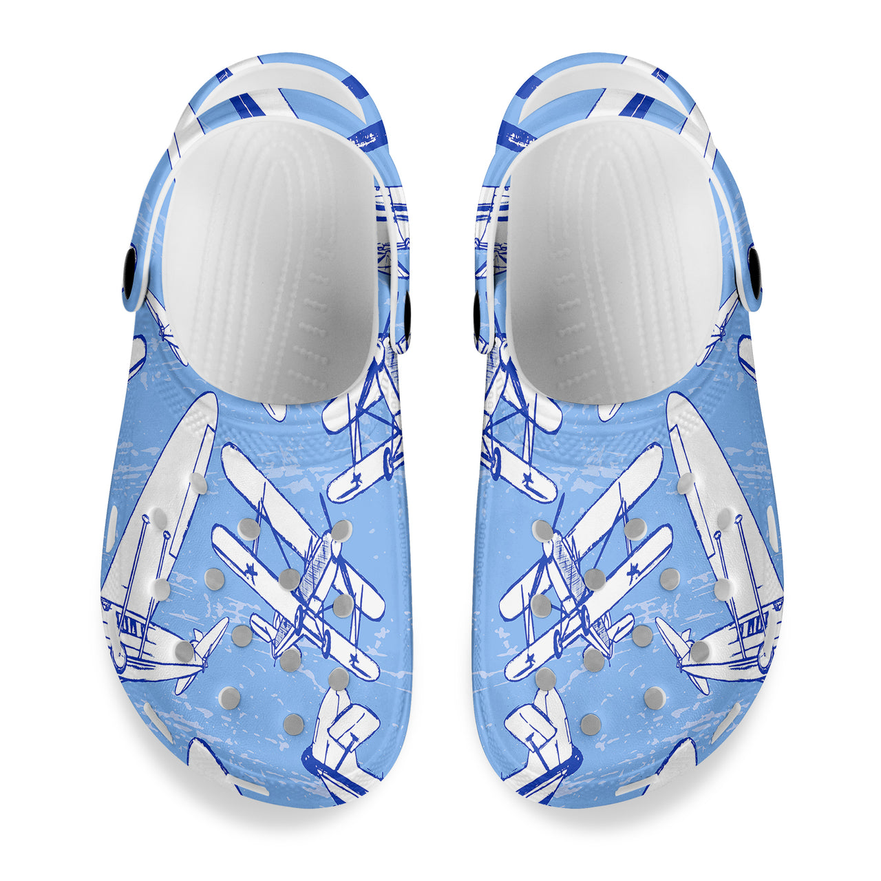 Retro & Vintage Airplanes Designed Hole Shoes & Slippers (WOMEN)