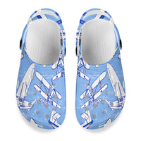 Thumbnail for Retro & Vintage Airplanes Designed Hole Shoes & Slippers (WOMEN)