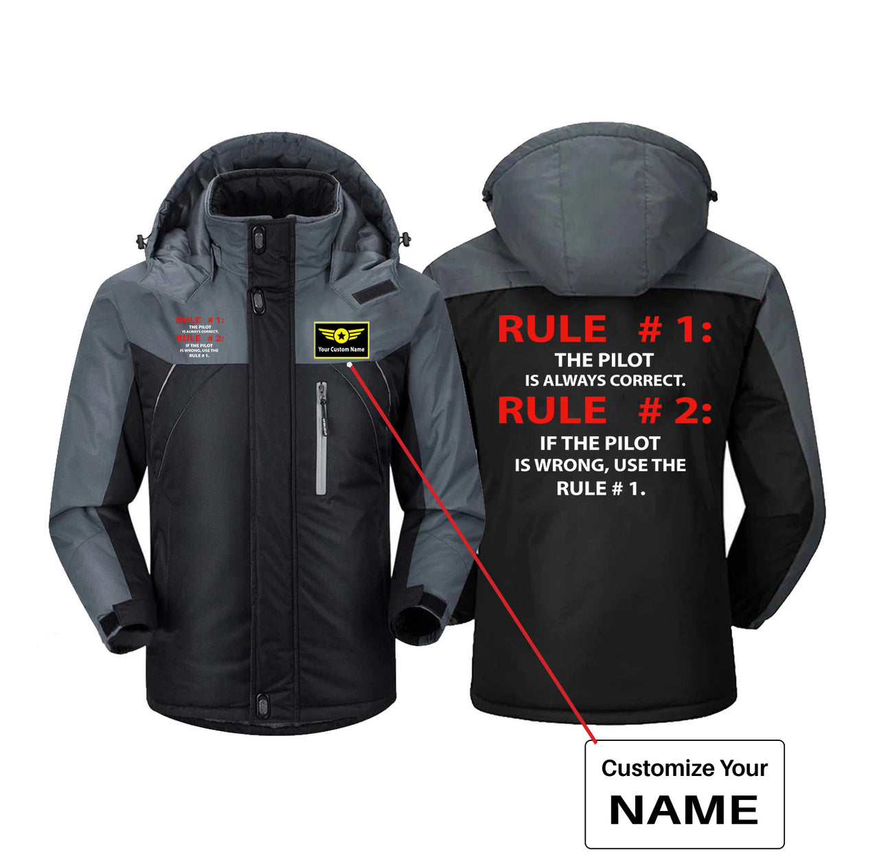 Rule 1 - Pilot is Always Correct Designed Thick Winter Jackets