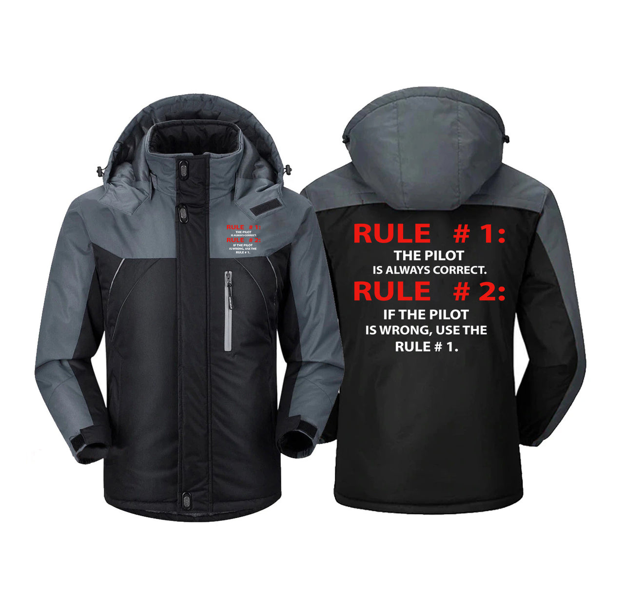 Rule 1 - Pilot is Always Correct Designed Thick Winter Jackets