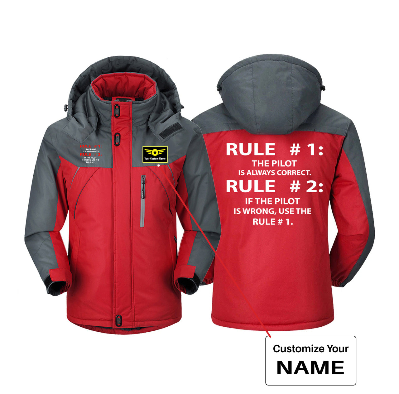 Rule 1 - Pilot is Always Correct Designed Thick Winter Jackets
