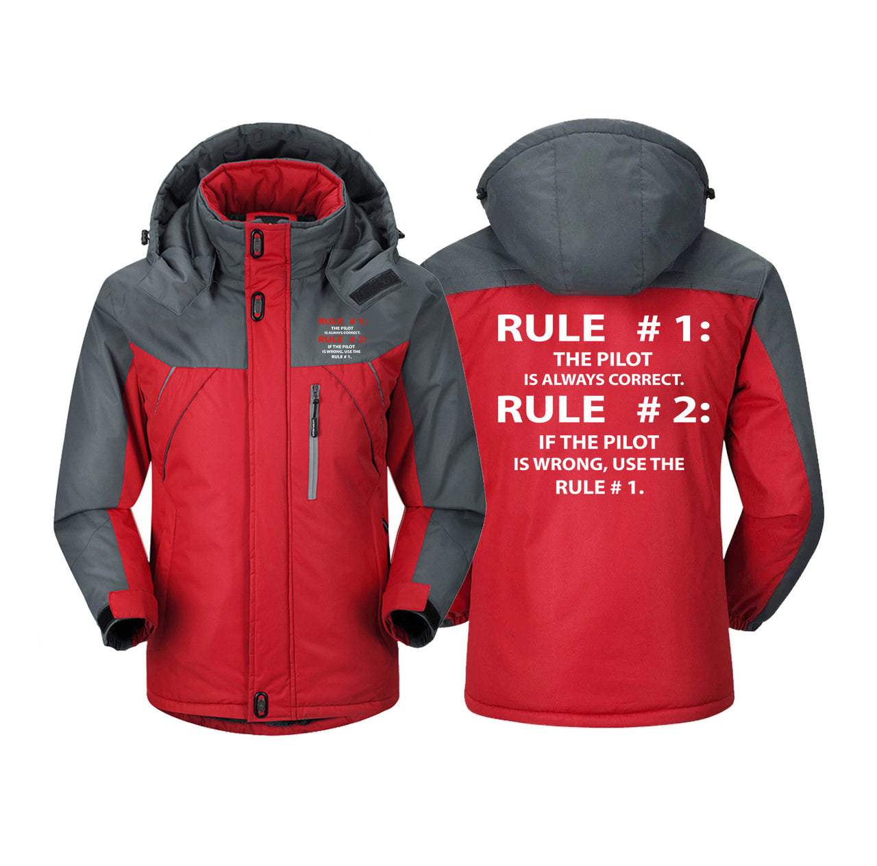 Rule 1 - Pilot is Always Correct Designed Thick Winter Jackets