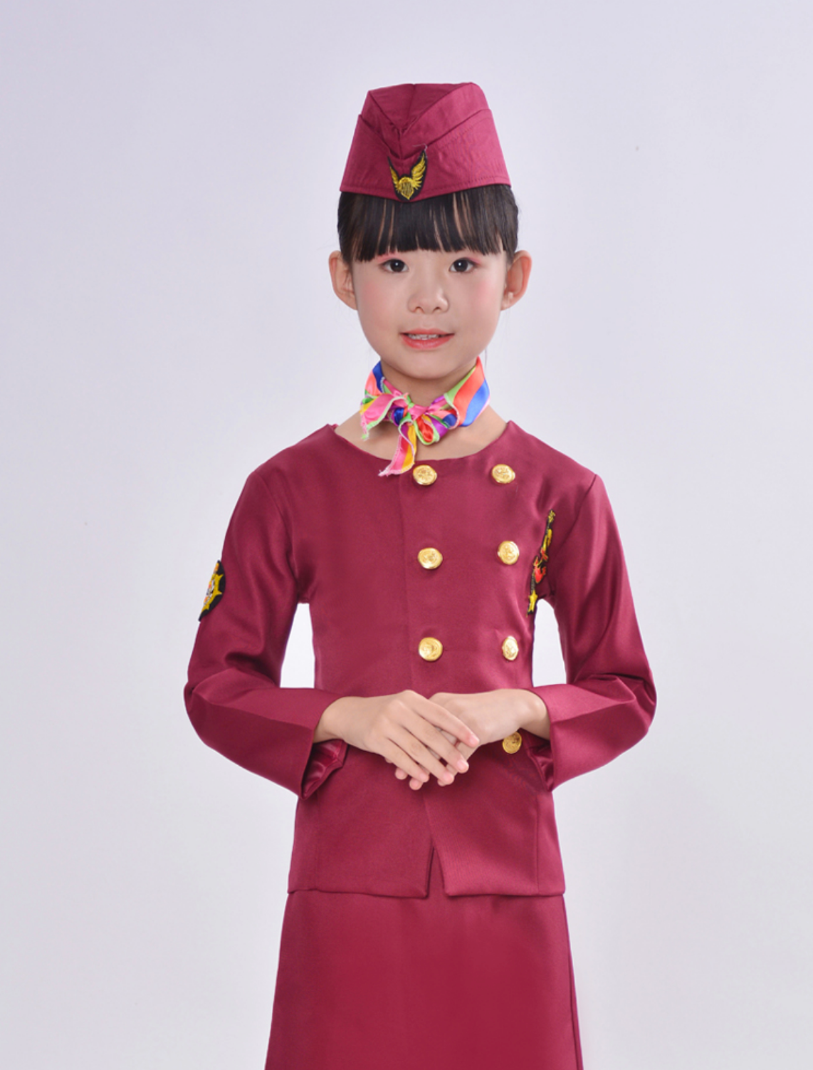 "Wine Red" Colored Hostess & Stewardess Uniform for Children