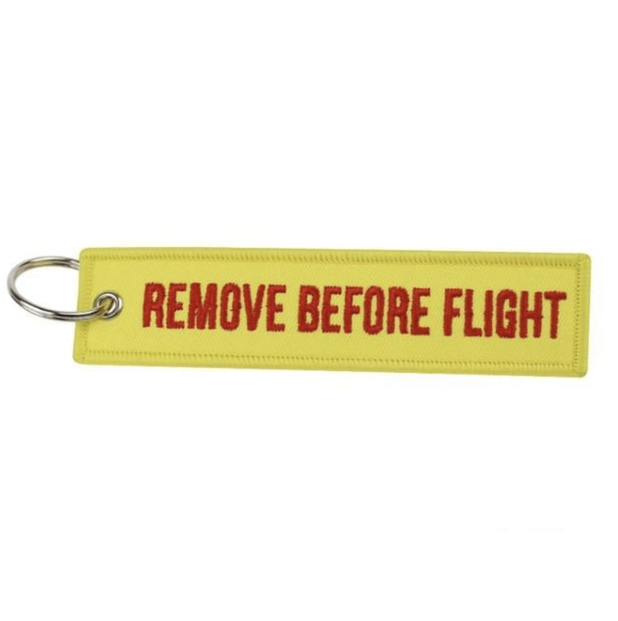 Yellow & Red Designed Remove Before Flight Key Chains