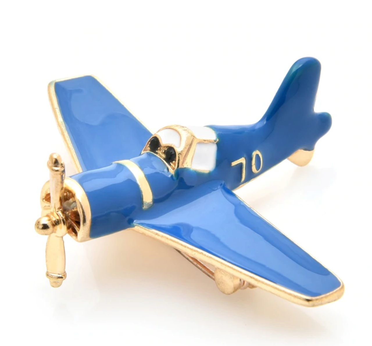 Blue Very Nice Small Airplane Shape Brooches
