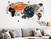 Thumbnail for Colourful Acrylic & Decorative World Map Style Wall Clock