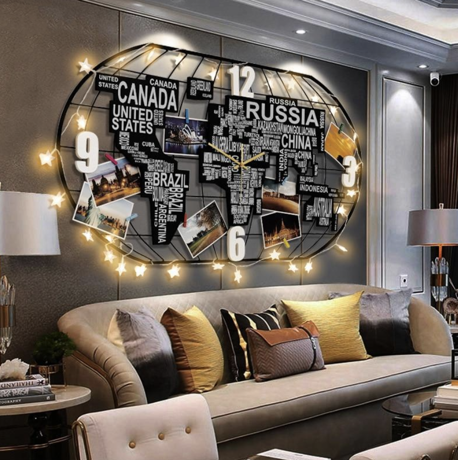 Super Decorative World Map & Wall Clocks