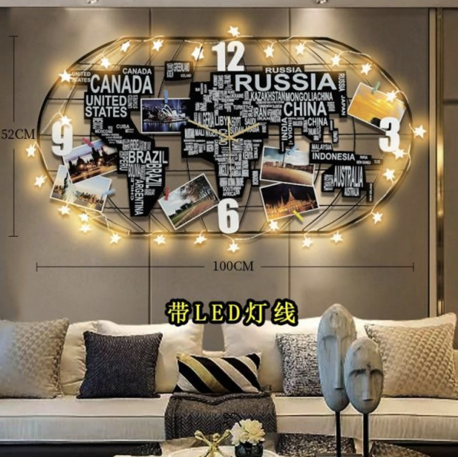 Super Decorative World Map & Wall Clocks