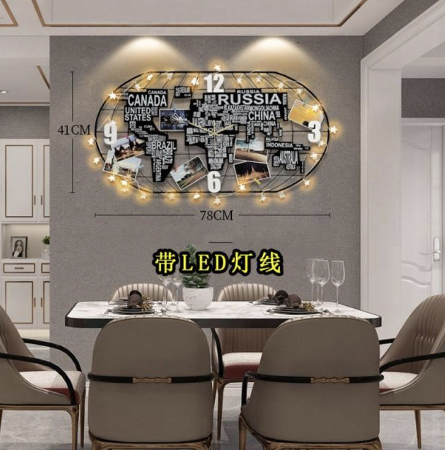 Super Decorative World Map & Wall Clocks