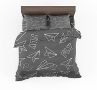Thumbnail for Paper Airplane & Fly (Gray) Designed Bedding Sets