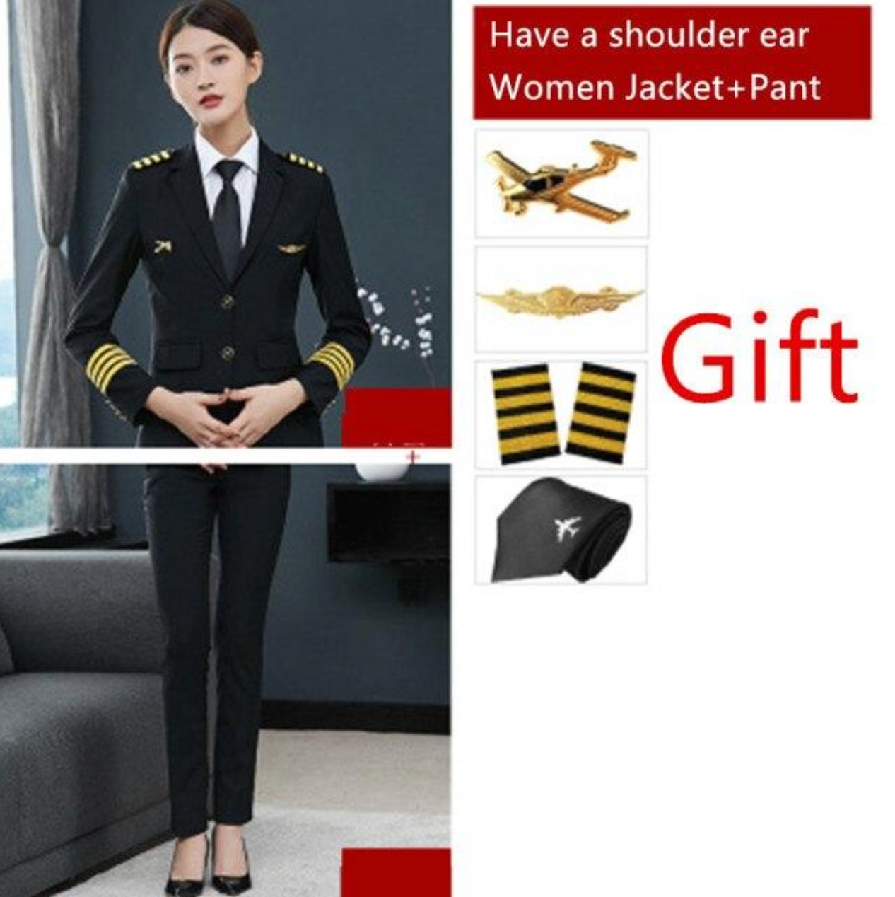 4 Lines "WOMEN" Airline Pilot Full Set