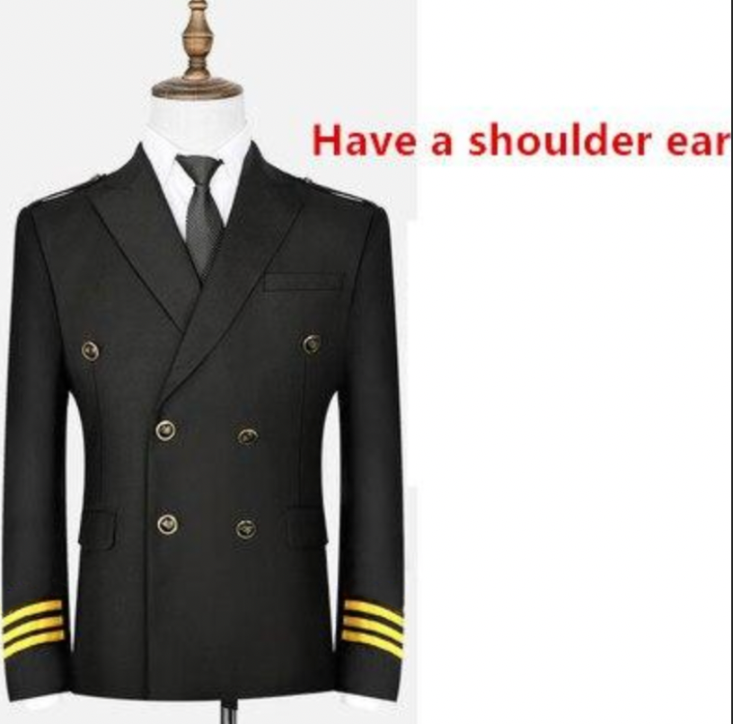 3 LINES Airline Pilot Suit Jackets & Coat with Shoulder Epaulettes