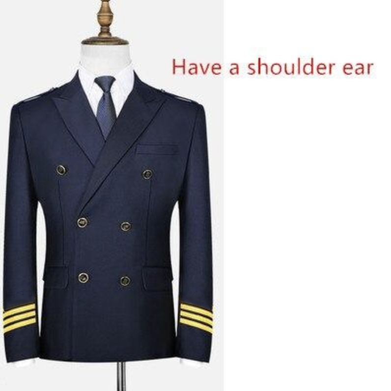 3 LINES Airline Pilot Suit Jackets & Coat with Shoulder Epaulettes