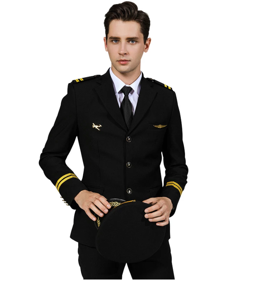 "2 LINES" Student & Airline Pilot Suit Jackets & Coat with Shoulder Epaulettes