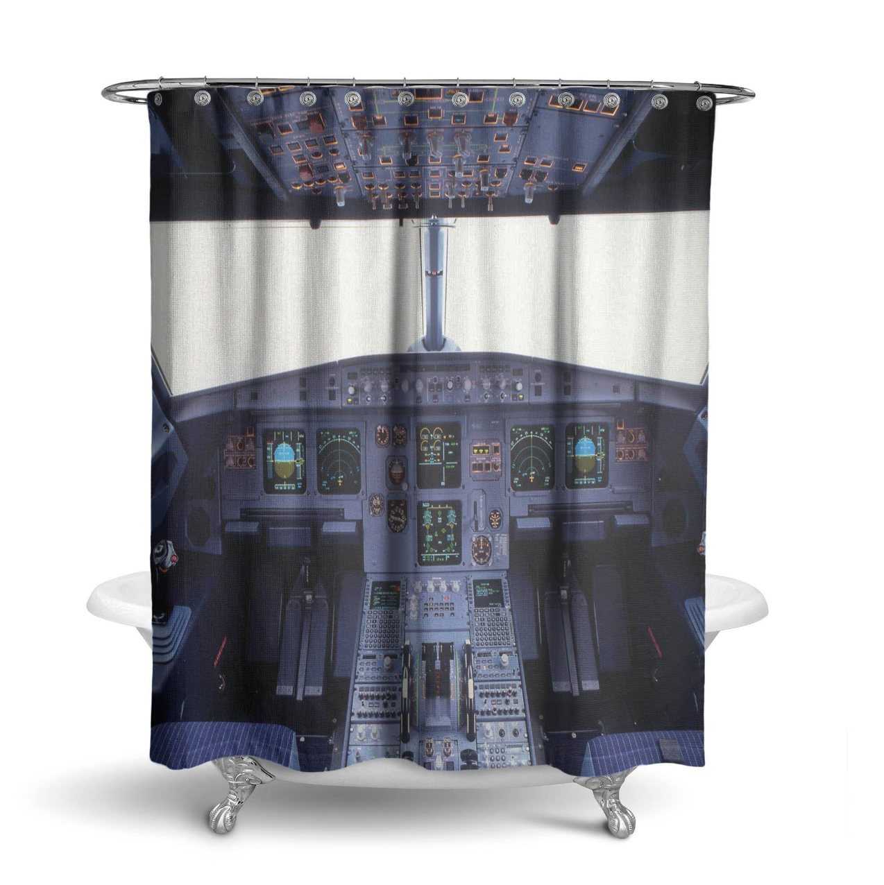 Airbus A320 Cockpit Wide Printed Shower Curtains