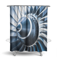 Thumbnail for Blue Toned Super Jet Engine Blades Closeup Printed Shower Curtains
