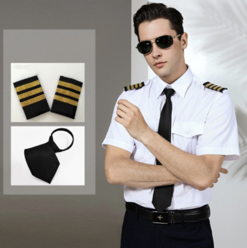 Super Quality Pilot Shirt + Epaullettes + Tie