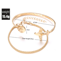 Thumbnail for 2 Pieces Golden Colour Airplane Bracelets